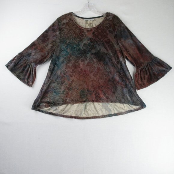 Bryn Walker Velvet Burnout Top Size M 3/4 Sleeve - Picture 1 of 10